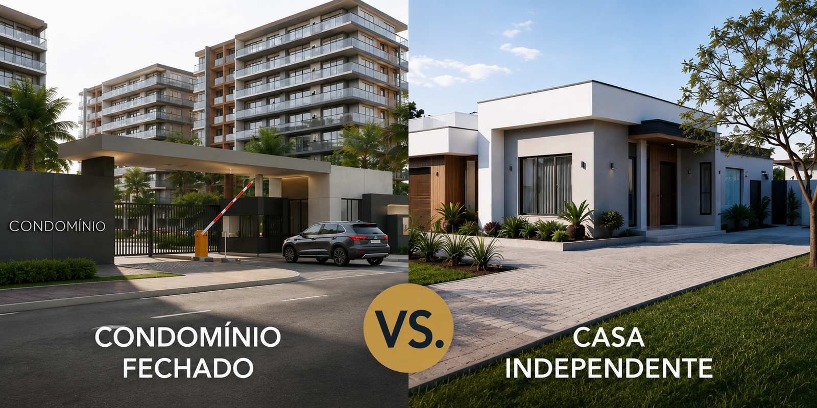 Ilustração de Condomínio fechado vs. Casa Independent